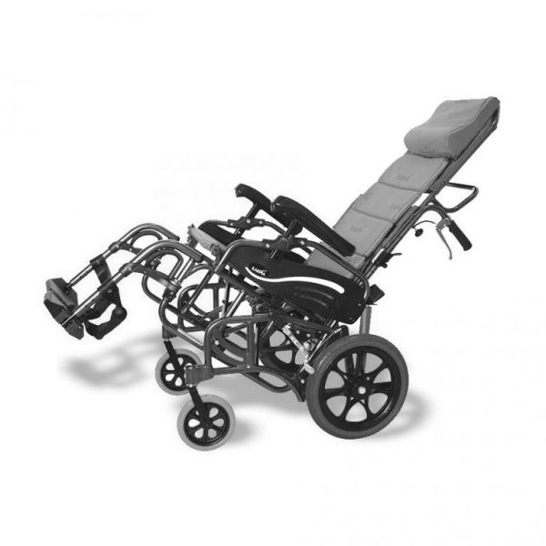 SRM 050C Silla basculante, con asiento y respaldo reclinable, reposacabezas control postural de tronco, para alteraciones neurológicas graves
